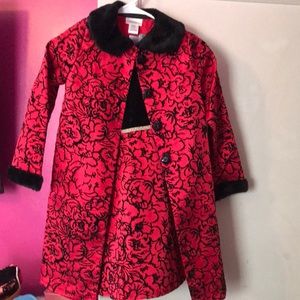 Girl 2 piece holiday red and black dress size 8